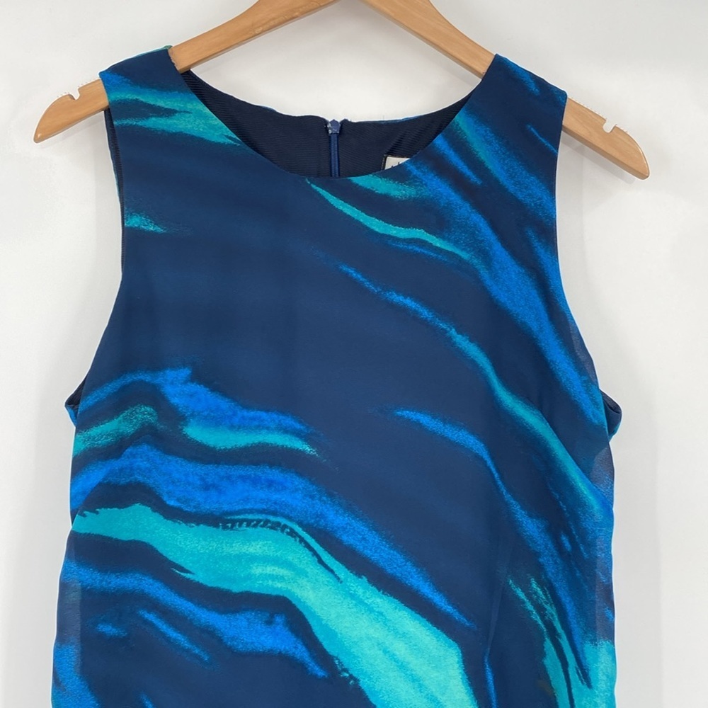 Vintage Mary McFadden‎ Dress Womens 14 Maxi Blue Green Abstract Swirl Sleeveless - Picture 6 of 13